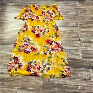 maxi off the shoulder dress with floral print